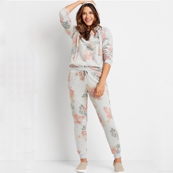 Sz Small Gray Floral Pullover Hoodie - Picture 3 of 5